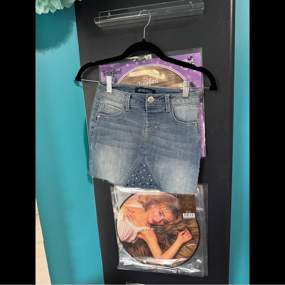 Blue Spice Denim Kids Skirt with Studded Detail